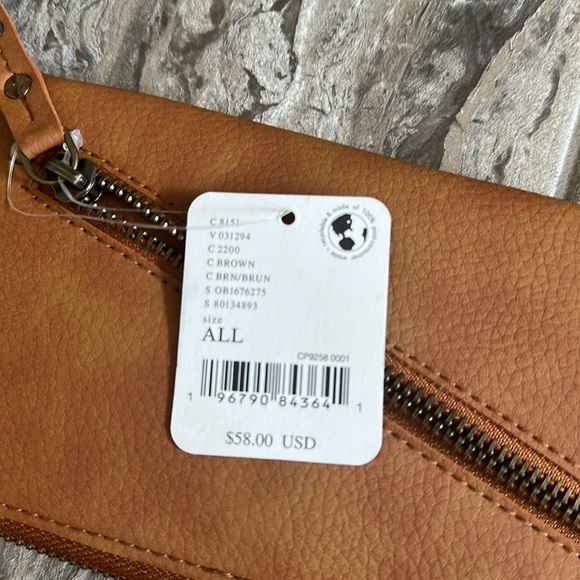 FREE PEOPLE Vegan Leather Brown Wristlet Brand New with Tags! - Picture 6 of 6